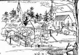 Bieberbach mit Blick auf die beiden Dorfkirchen